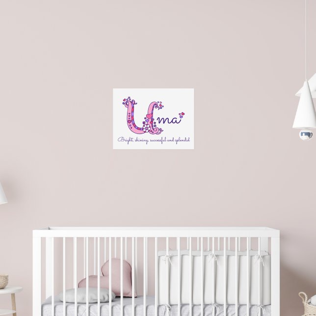 Uma initial doodle art name meaning poster | Zazzle