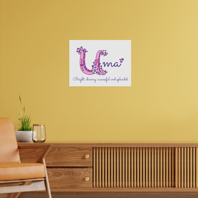Uma initial doodle art name meaning poster | Zazzle