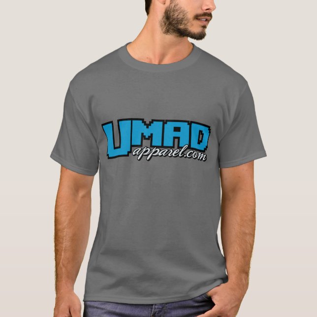 umad Blue/Silver on Gray T-Shirt (Front)
