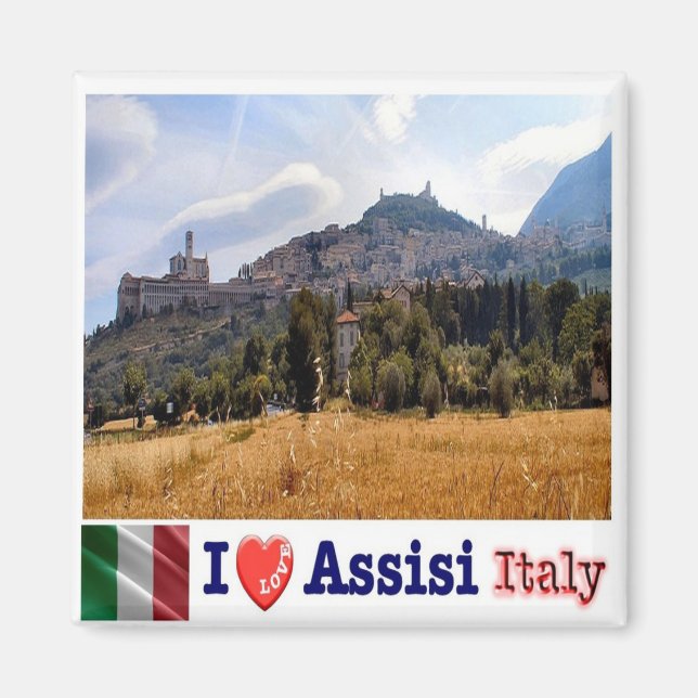 UMB033 ASSISI, I Love, Umbria, Italy, Fridge Magnet (Front)