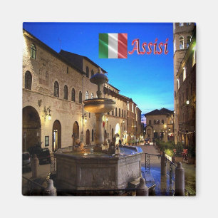 UMB034 ASSISI, Town Hall Square, Umbria, Fridge Magnet