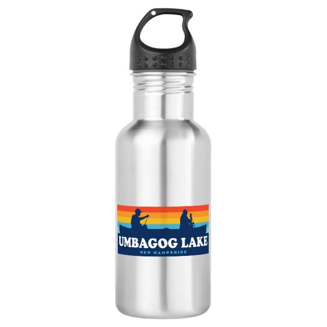 Umbagog Lake New Hampshire Canoe Stainless Steel Water Bottle (Front)