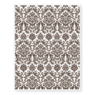 Umber and Ivory Elegant Damask Pattern Temporary Tattoos