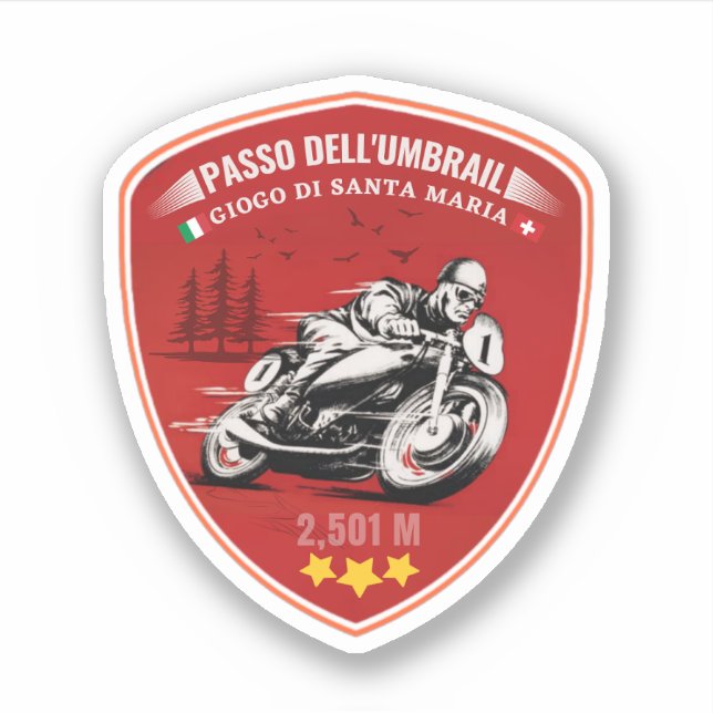 Umbrail pass 	Italy–Switzerland border alps Sticker (Front)