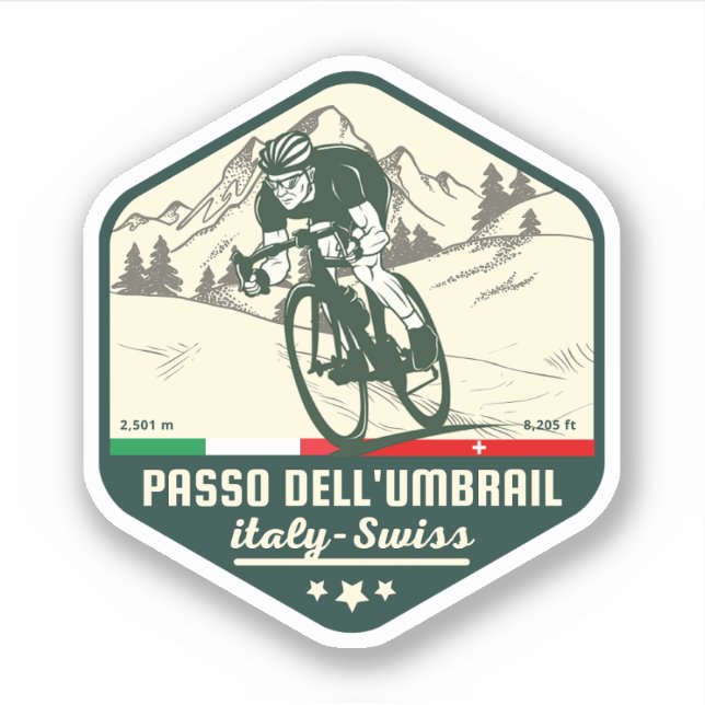  Umbrail pass Italy–Switzerland border alps Sticker (Front)