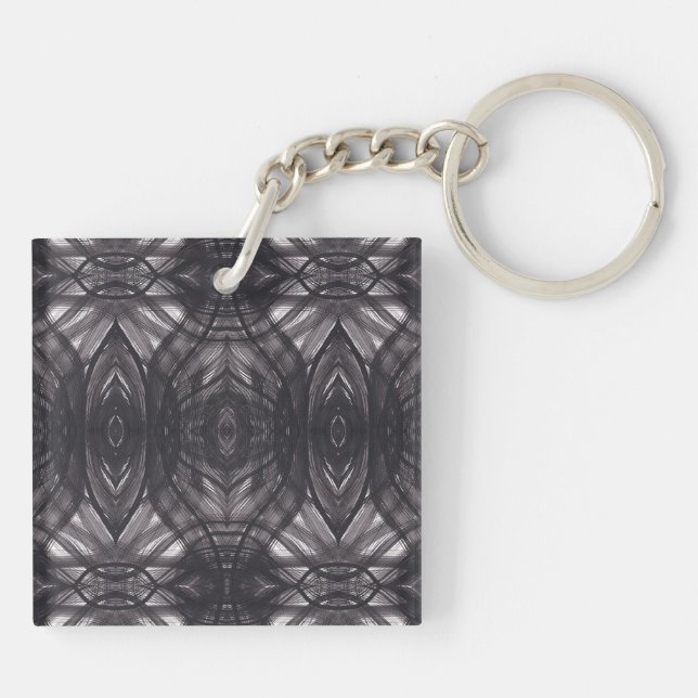 Umbral Black Abstract Watercolor Art Keychain (Back)