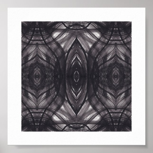 Umbral Black Abstract Watercolor Art Poster (Front)