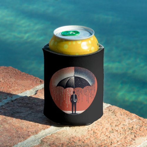 Umbrella and Binary Code _ Protective Art Can Cooler
