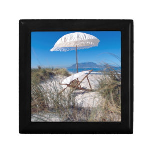 Umbrella And Chair On Beach Keepsake Box