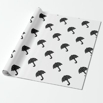 Umbrella And Raining Wrapping Paper by Chiplanay at Zazzle