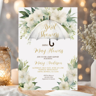 Umbrella April Showers Bring May Flowers Invitation