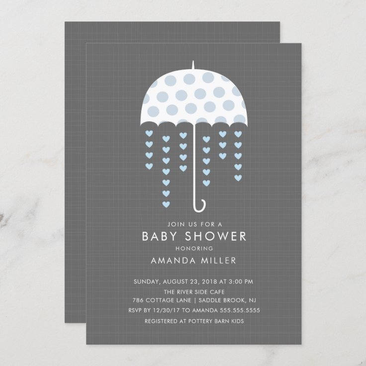 Umbrella Baby Boy Shower Invitation | Zazzle