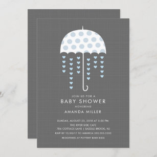Umbrella Baby Boy Shower Invitation