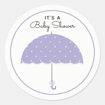 Umbrella Baby Shower Classic Round Sticker by ebbies at Zazzle