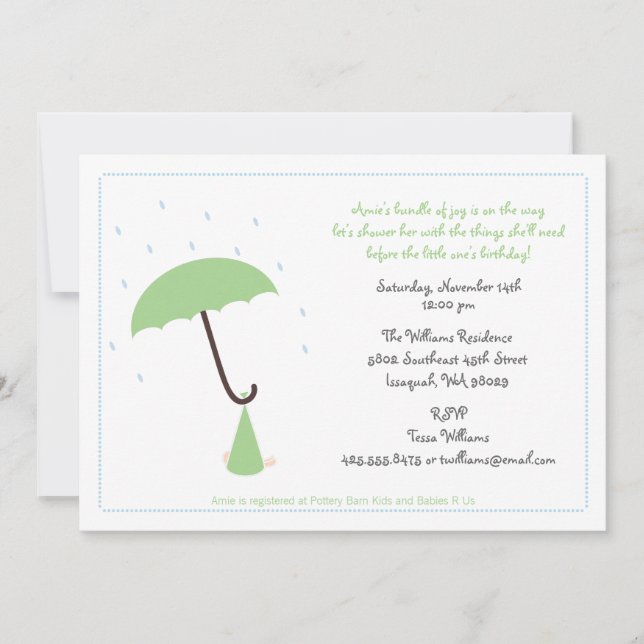 Umbrella Baby Shower Invitation (Front)
