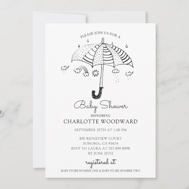 Umbrella Baby Shower Invitation (Front)