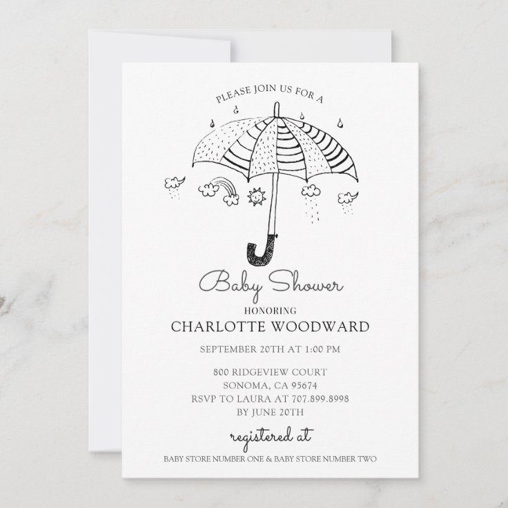 Umbrella Baby Shower Invitation | Zazzle