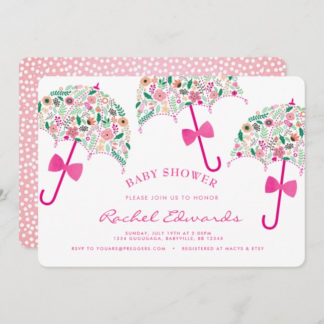 Umbrella Baby Shower Invitation (Front/Back)