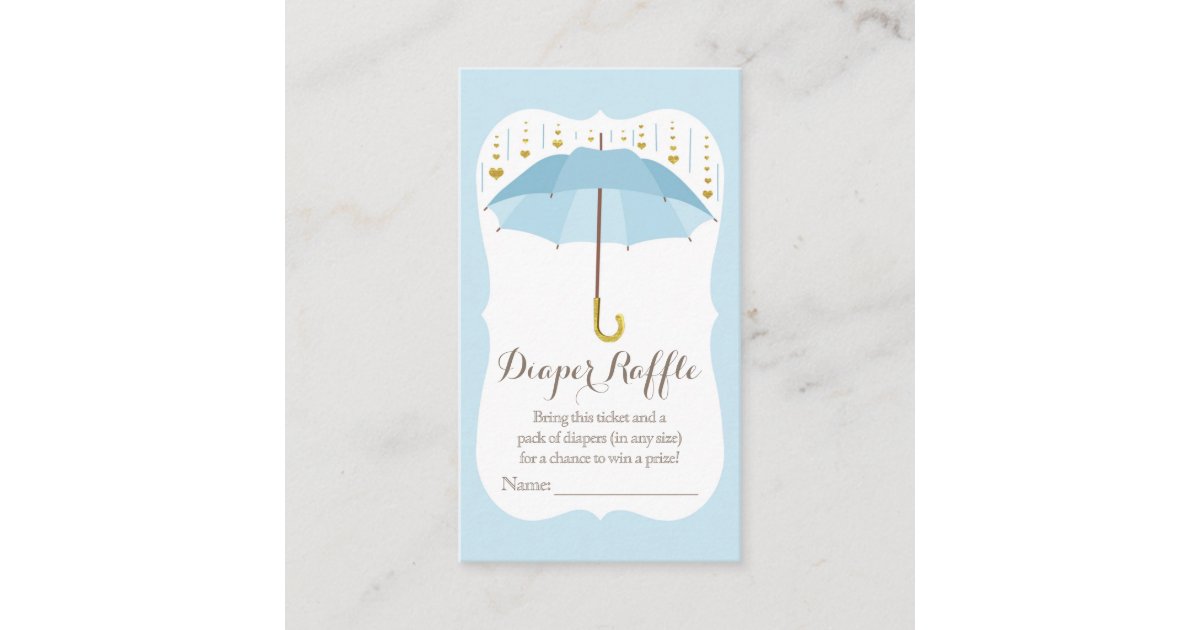 Umbrella Raffle Umbrella Baby Sprinkle Blue Diaper Raffle Ticket Enclosure Card | Zazzle