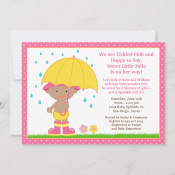 Umbrella Baby Sprinkle Shower African American Invitation by eventfulcards at Zazzle