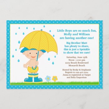 Umbrella Baby Sprinkle Shower Blue For Boy Invitation by eventfulcards at Zazzle