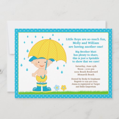 Umbrella Baby Sprinkle Shower Blue for Boy Custom Invite