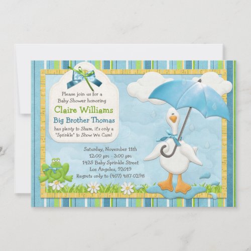 Umbrella Baby Sprinkle Shower Invitation Boy