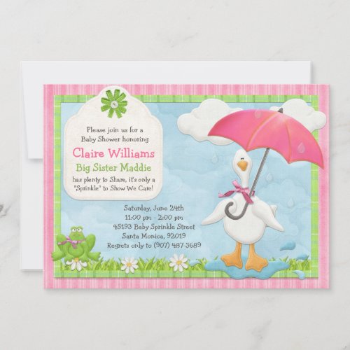 Umbrella Baby Sprinkle Shower Invitation Girl