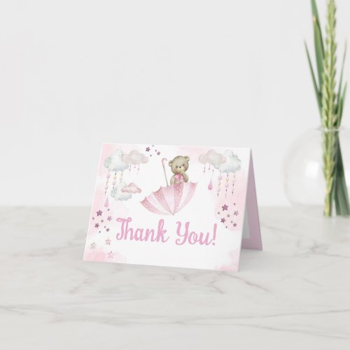 Umbrella Baby Sprinkle Teddy Bear Thank You Card