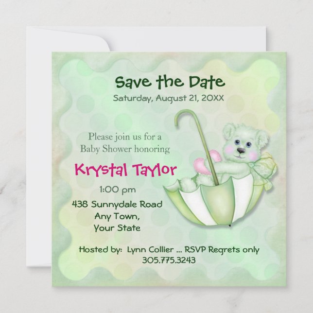 Umbrella Bear Mint - Invitation (Front)