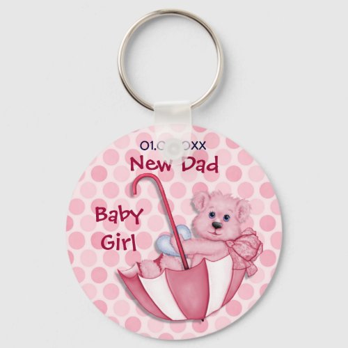 Umbrella Bear _ New Dad _ Girl Keychain