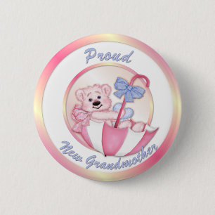 Umbrella Bear - New Grandma - Girl Pinback Button