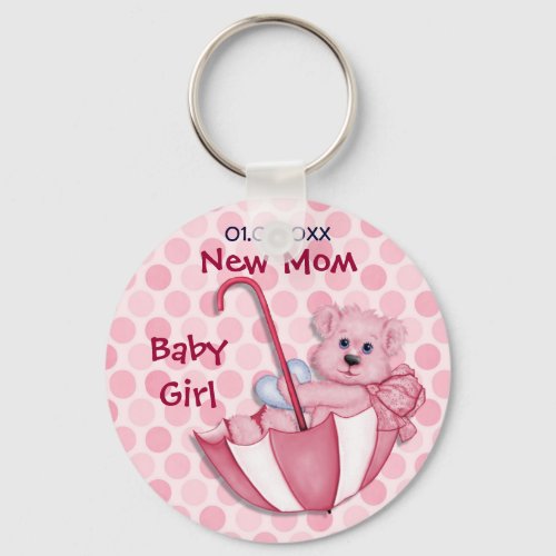 Umbrella Bear _ New Mom _ Girl Keychain