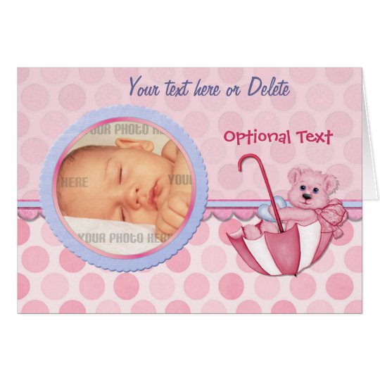 Umbrella Bear Pink - Customize Card