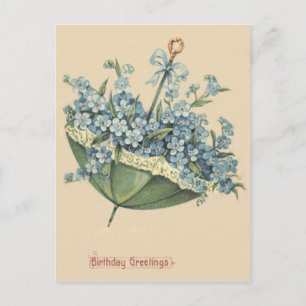Umbrella Blue Forget-Me-Not Postcard