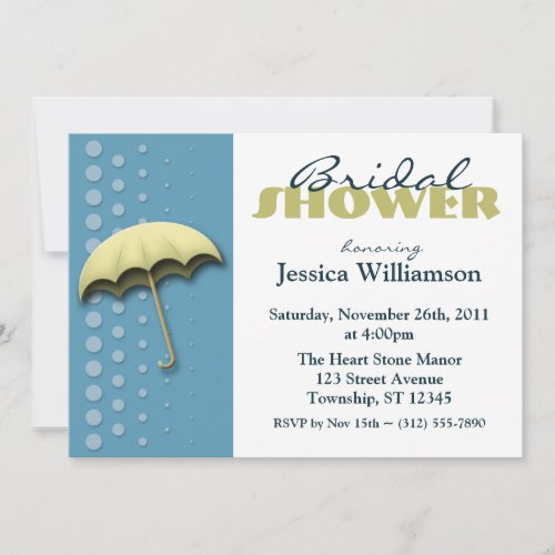 Umbrella Blue  Yellow Bridal Shower Invitations