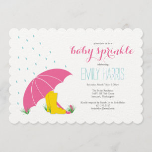 Umbrella & Boots Baby Sprinkle Shower Invitation