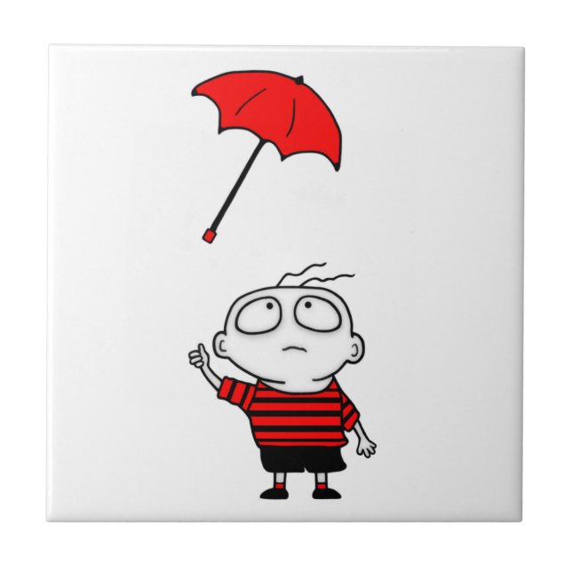 Umbrella Boy Ceramic Tile (Front)
