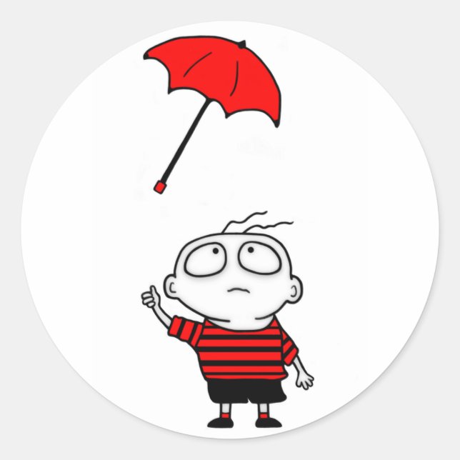 Umbrella Boy Classic Round Sticker (Front)