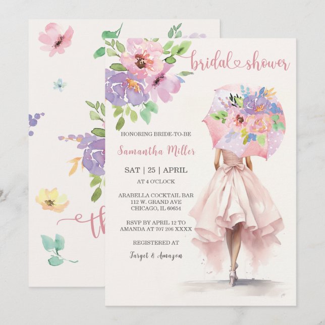 Umbrella Bridal Shower Ideas Invitation (Front/Back)