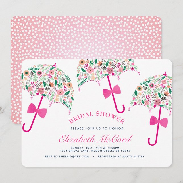 Umbrella Bridal Shower Invitation (Front/Back)