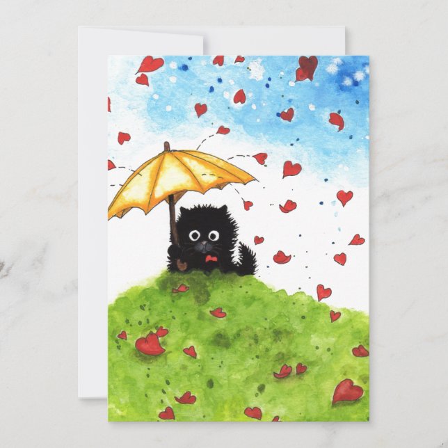 Umbrella Cat Hearts By Bihrle Invitation (Front)