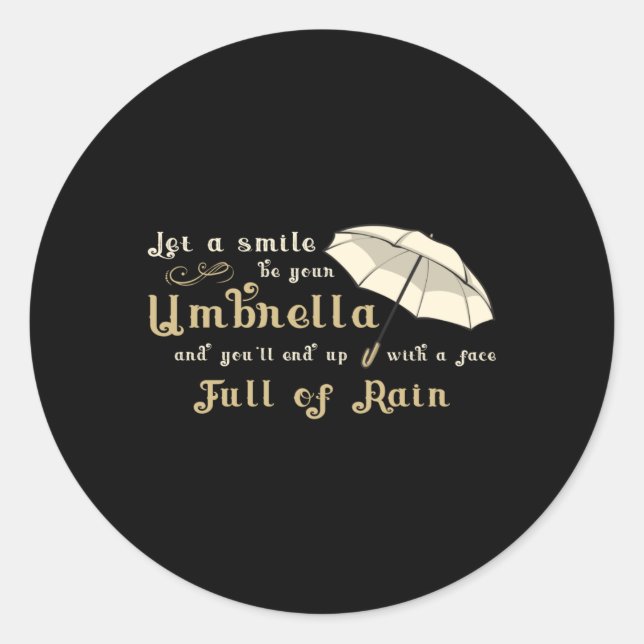 Umbrella Cloud Weather Rain Raindrop Rainy Gift Classic Round Sticker (Front)