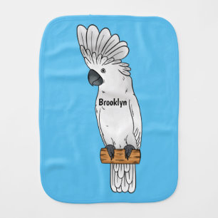Umbrella cockatoo bird cartoon illustration baby burp cloth