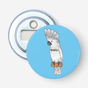 Umbrella cockatoo bird cartoon illustration  bottle opener