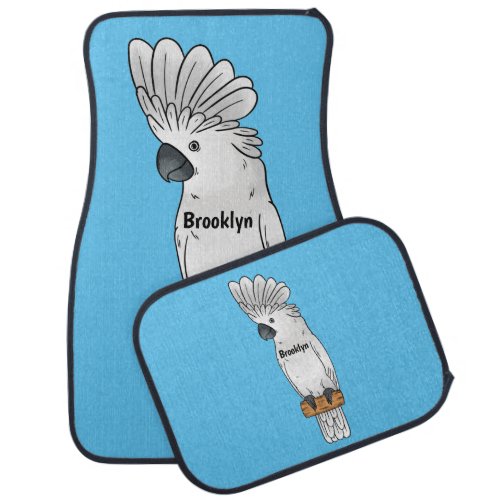Umbrella cockatoo bird cartoon illustration car floor mat
