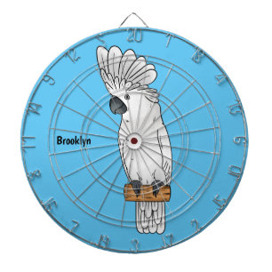 Umbrella cockatoo bird cartoon illustration dart board