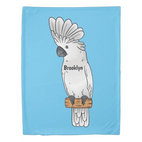 Umbrella cockatoo bird cartoon illustration duvet cover