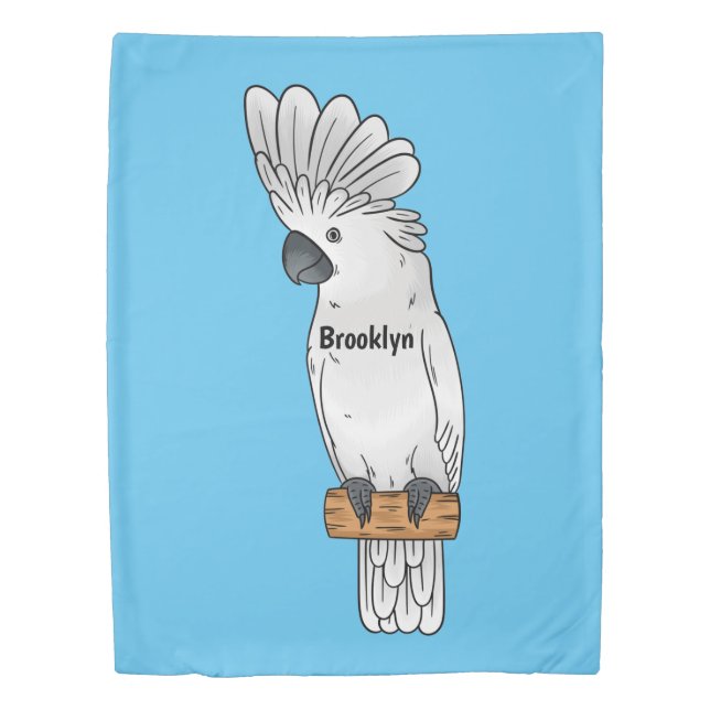 Umbrella cockatoo bird cartoon illustration duvet cover (Front)