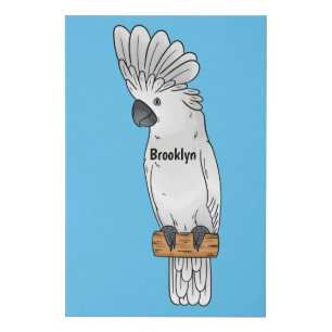 Umbrella cockatoo bird cartoon illustration faux canvas print
